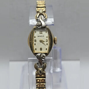 Womens Vintage Benrus Gold 10K RGP Swiss Manual Wind Watch Running Dainty Petite